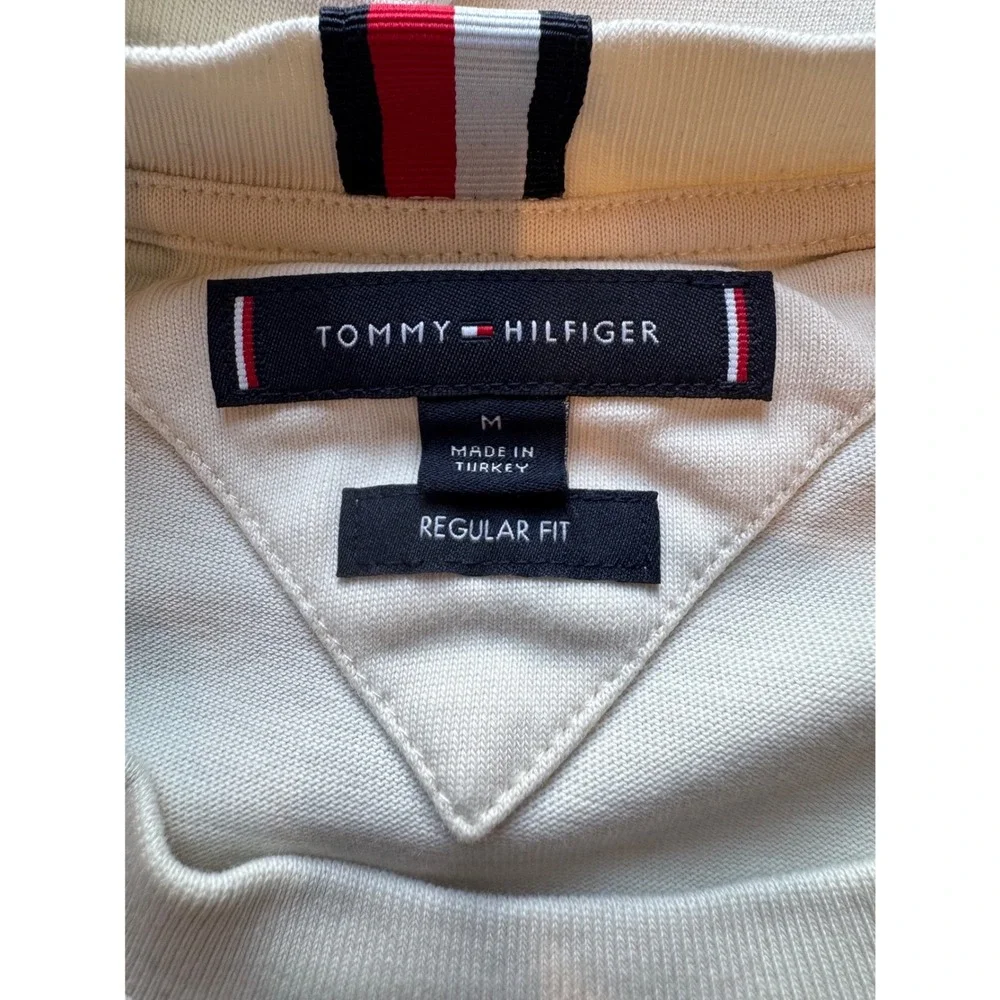 Tommy Hilfiger Men's Cream Embroidered Crest Tee | Size Medium